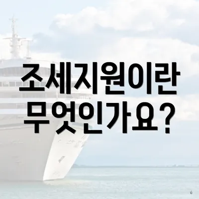 조세지원이란 무엇인가요?