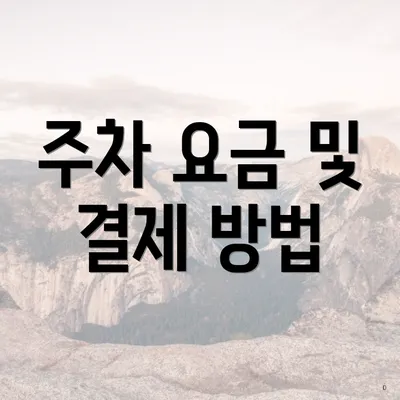 주차 요금 및 결제 방법
