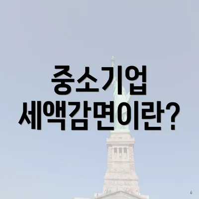 중소기업 세액감면이란?