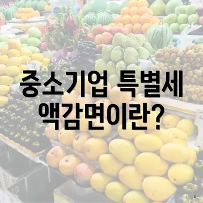중소기업 특별세액감면이란?