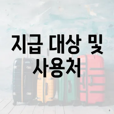 지급 대상 및 사용처