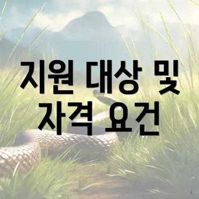 지원 대상 및 자격 요건