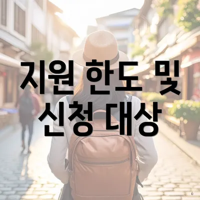 지원 한도 및 신청 대상