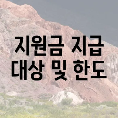 지원금 지급 대상 및 한도