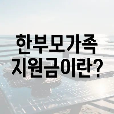 한부모가족 지원금이란?