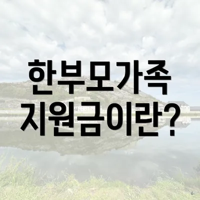 한부모가족 지원금이란?